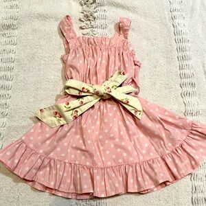 Matilda Jane Pink Polka Dot Dress with Cherry Bow